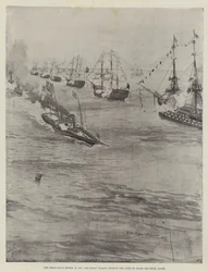 Wielki Przegląd Marynarki Wojennej w 1856 r., Królowa przechodząca przez linie na pokładzie Royal Yacht